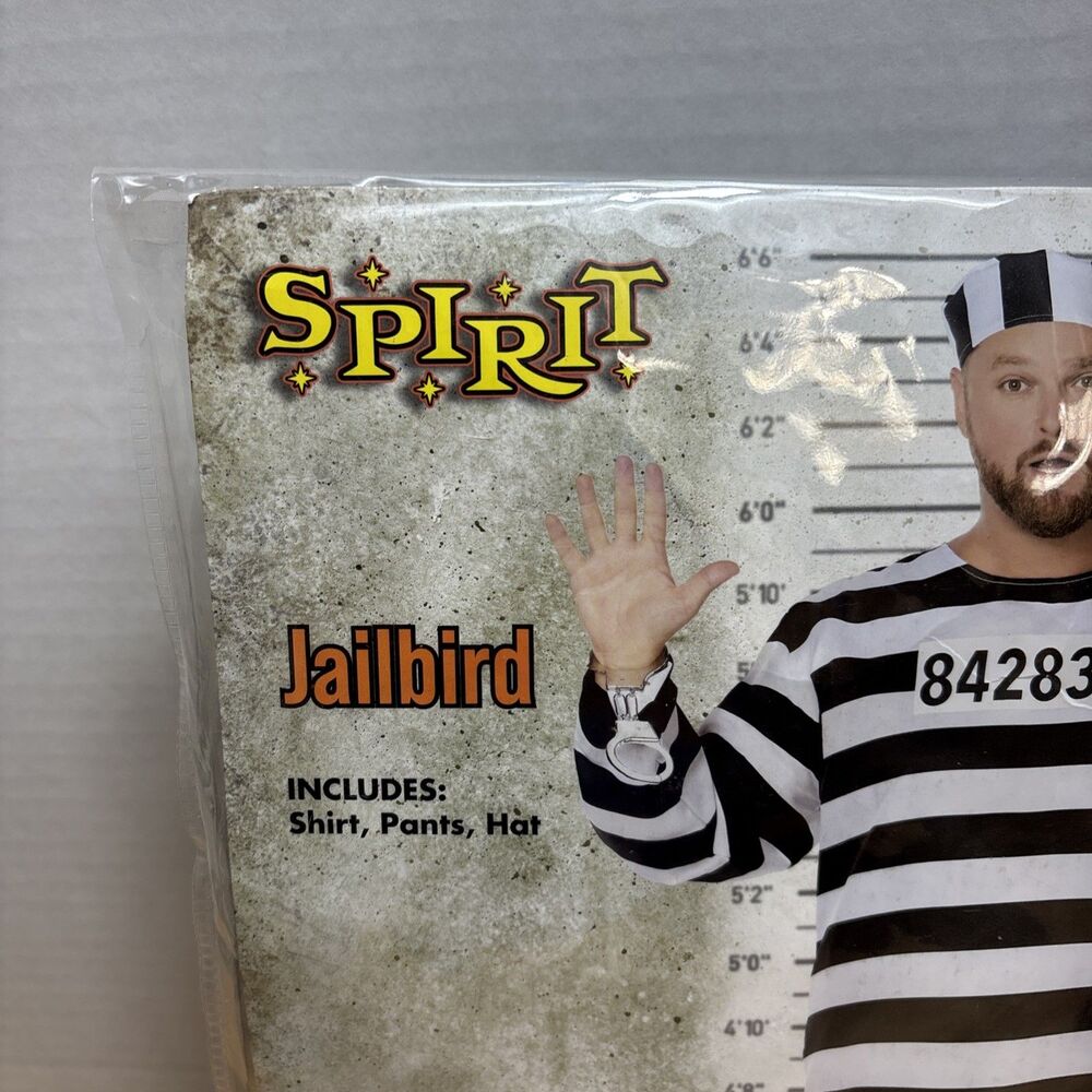 Spirit If Halloween Jailbird Costume Adult Plus Size 2X Shirt Pants And Hat - Picture 2 of 5